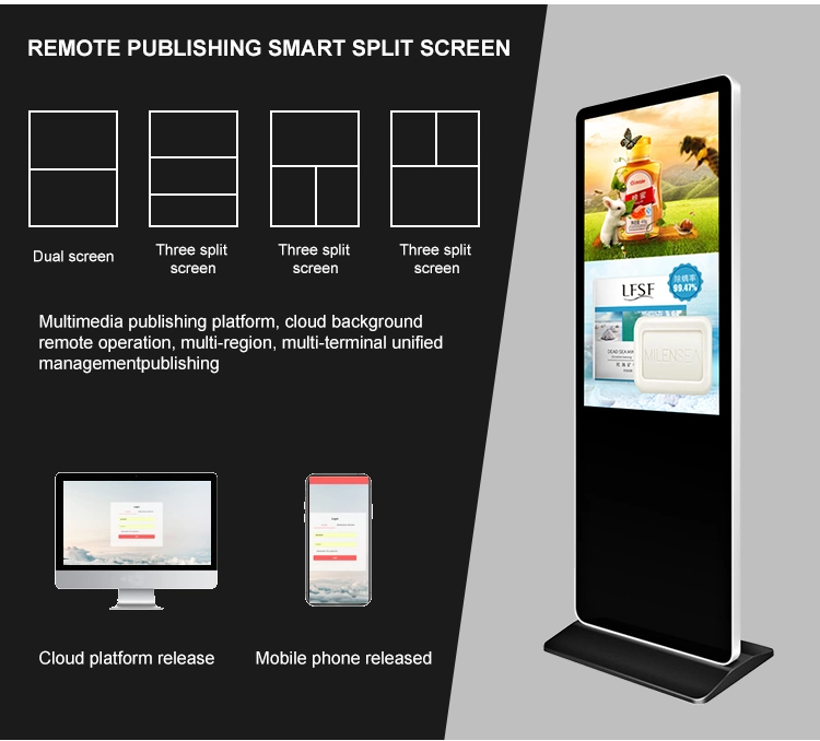 55 Inch Advertising Player Kiosk LCD Digital Signage Indoor Floor Standing Kiosks for Advertising