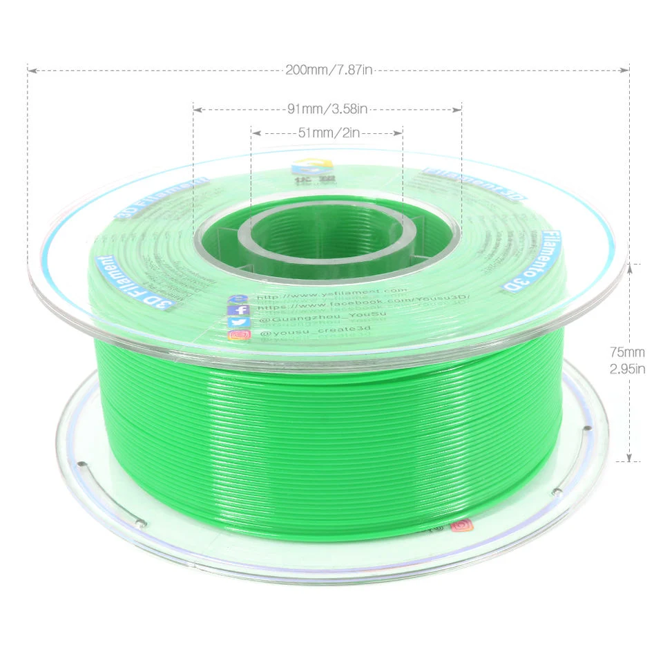 Wholesa ABS Plus 3D Printers ABS+ Filament 1.75mm 2.85mm Fdm 3D Printing Material Even Stronger More Durable Less Warping Green Filaments