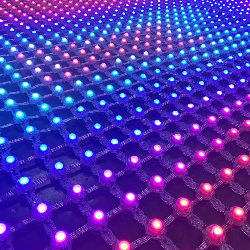 Flexible LED Grid Mesh Pixel Lights Outdoor Screen Advertisi Transparent Glass Soft Display Screen RGB Full Colors Spi Ttl DMX512 P50 P100 for Video Advertising