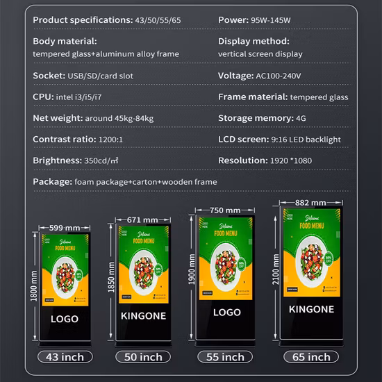 32 43 49 50 55 65 인치 쇼핑몰 실내 WiFi USB 안드로이드 수직 바닥 스탠드 적외선 용량 성 IR Pcap 터치 스크린 LCD 광고 키오스크 디지털 간판