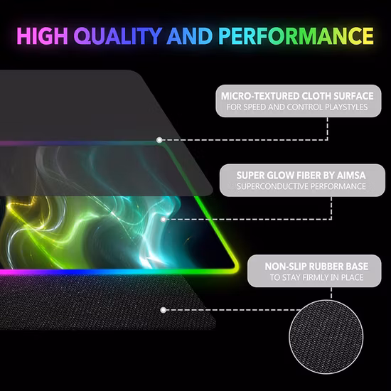 사용자 정의 확장 대형 마우스 패드 RGB LED 빛나는 키보드 매트 천연 고무 게임 마우스 패드 게이머 컴퓨터 액세서리